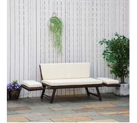 Canapé de jardin 2 places en polyrotin pliable avec accoudoirs en acier, 129 x 63 x 67 cm, pour terrasse ou balcon, crème