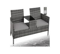 Fauteuils de jardin - TECTAKE - Canapé de jardin TOULOUSE 2 places résistant aux UVs 131 x 59 x 82 cm - Gris/Gris Clair