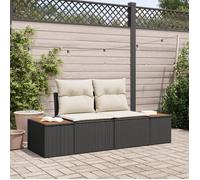 Canapé De Jardin 2 Places Vidaxl Avec Coussins En Poly Rattan Noir