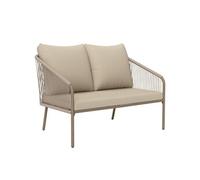 Outsunny - Canapé de jardin 2 places bohème chic - Acier galvanisé, résine tressée, coussins beige