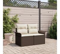 Canapé De Jardin 2 Places Vidaxl Avec Coussins En Poly Rattan Brun