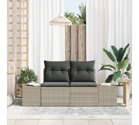 Canapé De Jardin 2 Places Vidaxl Avec Coussins En Poly Rattan Gris