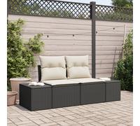 Canapé De Jardin 2 Places Vidaxl Avec Coussins En Poly Rattan Noir
