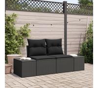 Canapé De Jardin 2 Places Vidaxl Avec Coussins En Poly Rattan Noir
