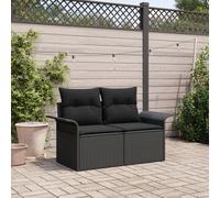 Canapé De Jardin 2 Places Vidaxl Avec Coussins En Poly Rattan Noir