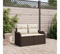vidaXL Canapé de jardin avec coussins Marron 121 x 62 x 69cm Poly-Rotin