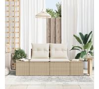Canapé De Jardin 2 Places Vidaxl Avec Rangement Et Coussins Beige En Poly Ratten