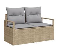 Canapé De Jardin 2 Places Vidaxl Avec Rangement Et Coussins En Poly Rattan Beige