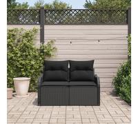 Canapé De Jardin 2 Places Vidaxl Avec Rangement Et Coussins En Poly Rattan Noir