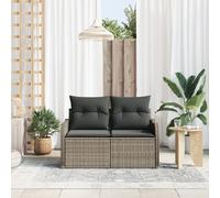 Canapé De Jardin 2 Places Vidaxl Avec Rangement Et Coussins En Poly Rotin Gris