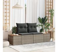 Canapé De Jardin 2 Places Vidaxl Avec Rangement Et Coussins Gris En Poly Rattan