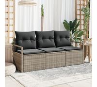 vidaXL Canapé de jardin 3 pièces Coussins gris Poly rattan Résistant UV