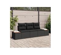 vidaXL Ensemble de canapés de jardin 3 pièces Noir Poly rotin 239 x 62 x 85 cm