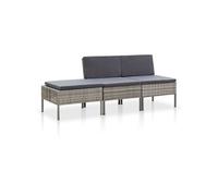 Vidaxl Salon De Jardin 3 Pcs Avec Coussins Résine Tressée Gris Multicolore