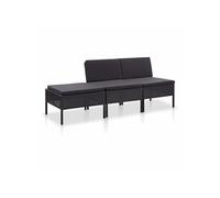 Vidaxl Salon De Jardin 3 Pcs Avec Coussins Résine Tressée Noir Noir