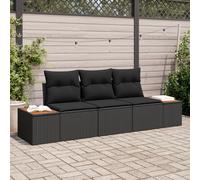 vidaXL Ensemble de canapés de jardin 3 pièces Noir Poly rotin 239 x 62 x 85 cm