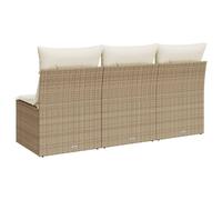 Canapé De Jardin 3 Places Avec Coussins Et Rangement, En Polyrotin Beige, Modulaire,