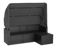 Canapé De Jardin 3 Places Avec Toit Et Repose-Pieds Noir Vidaxl Vidaxl
