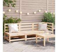 Canapé de jardin 3 places en bois de pin massif, salon d'extérieur confortable pour terrasse et patio, design modulaire avec dossier ergonomique, résistant aux intempéries, capacité 110 kg par siège