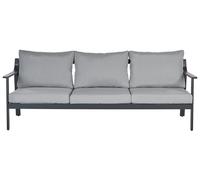 Canapé de Jardin 3 Places en Métal Aluminium Noir avec Coussins Épais Déperlants
