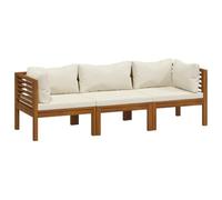 Canapé de jardin 3 places et coussin crème Bois d acacia massif