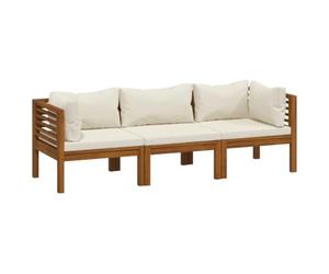 Canapé de jardin 3 places et coussin crème Bois d acacia massif