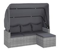 vidaXL Canapé de jardin 3 places avec toit et repose-pieds Gris 362335