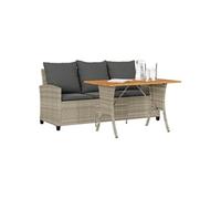 Canapé de jardin 3places coussins et table gris clair polyrotin, canapé d'extérieur, canapé de jardin 3 places, 4103859