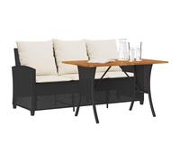 vidaXL Canapé de jardin 3 places – résine tressée, coussins et table – Noir