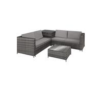 Tectake Canapé de jardin SIENNE 4 places avec coffre de rangement - gris/gris clair