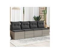 vidaXL Canapé de jardin 4 places avec coussins gris résine tressée 366116