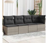 Canapé de jardin, 4 places, gris, en polyrotin, résistant aux UV, pour terrasse, balcon et jardin, canapé d'angle modulaire