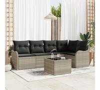 Canapé De Jardin 6 Pièces Avec Coussins Gris Poly Rattan, Canapé De Jardin 2 Places Avec Coussins Gris Clair Poly Rattan