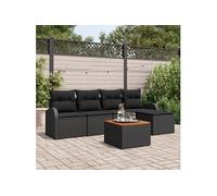 Canapé De Jardin 6 Pièces Avec Coussins Noir Poly Rattan, Canapé De Jardin 2 Places Avec Rangement Et Coussins Noir