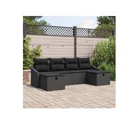 vidaXL Canapé de jardin 6 pièces en rotin synthétique avec coussins noirs