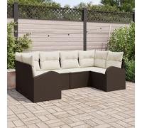 Canapé De Jardin 6 Pièces Avec Coussins Rotin Poly Marron, Canapé De Jardin 2 Places Avec Rangement & Coussins Rotin Poly Marron