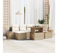 Canapé De Jardin 7 Pièces Avec Coussins Beige Poly Rattan, Canapé 2 Places Avec Rangement Et Coussins Beige Poly Rattan