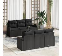 Canapé De Jardin 7 Pièces Avec Coussins Noir Poly Rattan Vidaxl, Canapé De Jardin 2 Places Avec Rangement Et Coussins Noir Poly Rattan Vidaxl