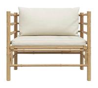 Canapé de jardin 74x70x60 cm en bambou blanc crème - vidaXL - Avec coussins - Module combinable 266370