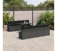 Canapé de Jardin 9 Pièces avec Coussins Noir Poly Rattan, Canapé de Jardin 2 Places avec Coussins Noir Poly Rattan Noir G