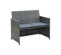 Canapé de jardin à 2 places avec coussins Gris Résine tressée