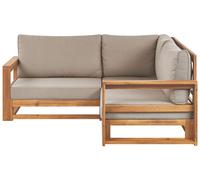 Canapé de Jardin Angle 2 Places en Bois d'Acacia Certifié avec Coussins Tau