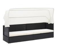 Vidaxl Canapé De Jardin Avec Auvent Noir Résine Tressée Noir