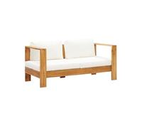 Canapé de jardin avec coussin 140 cm Acacia solide Blanc crème