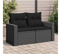 vidaXL Canapé de Jardin avec Coussins 2 Places, Siège avec Dossier, Meuble de Patio Arrière-cour Terrasse Extérieur, Noir 365989