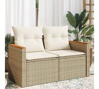 Vidaxl Canapé De Jardin Avec Coussins 2 Places Beige Résine Tressée