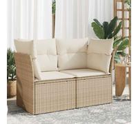 Vidaxl Canapé D'angle De Jardin Avec Coussins Beige Résine Tressée