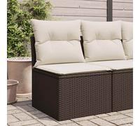 vidaXL Canapé de jardin sans accoudoirs en résine tressée avec coussins brun