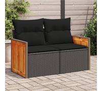 Canapé de Jardin avec Coussins 2 Places Siège Beige Résine Tressée vidaXL