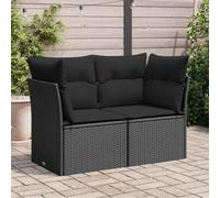 vidaXL Canapé de jardin avec coussins 3 places noir résine tressée 365988